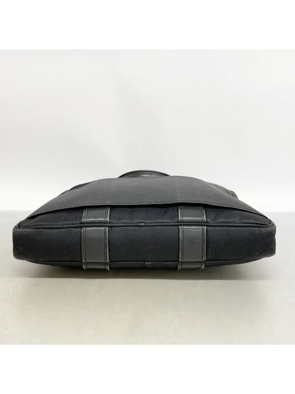 Hermes Business Bag Acapulco Odinatour Toile Chevron Black Silver 2-Way Back